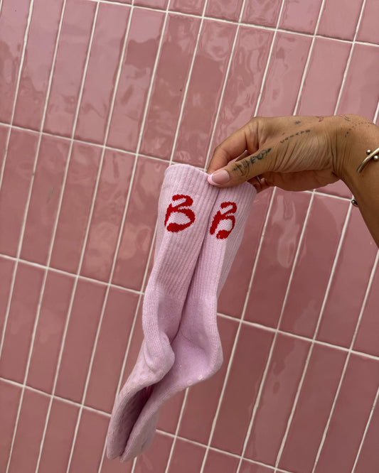 India Pink Grip Socks