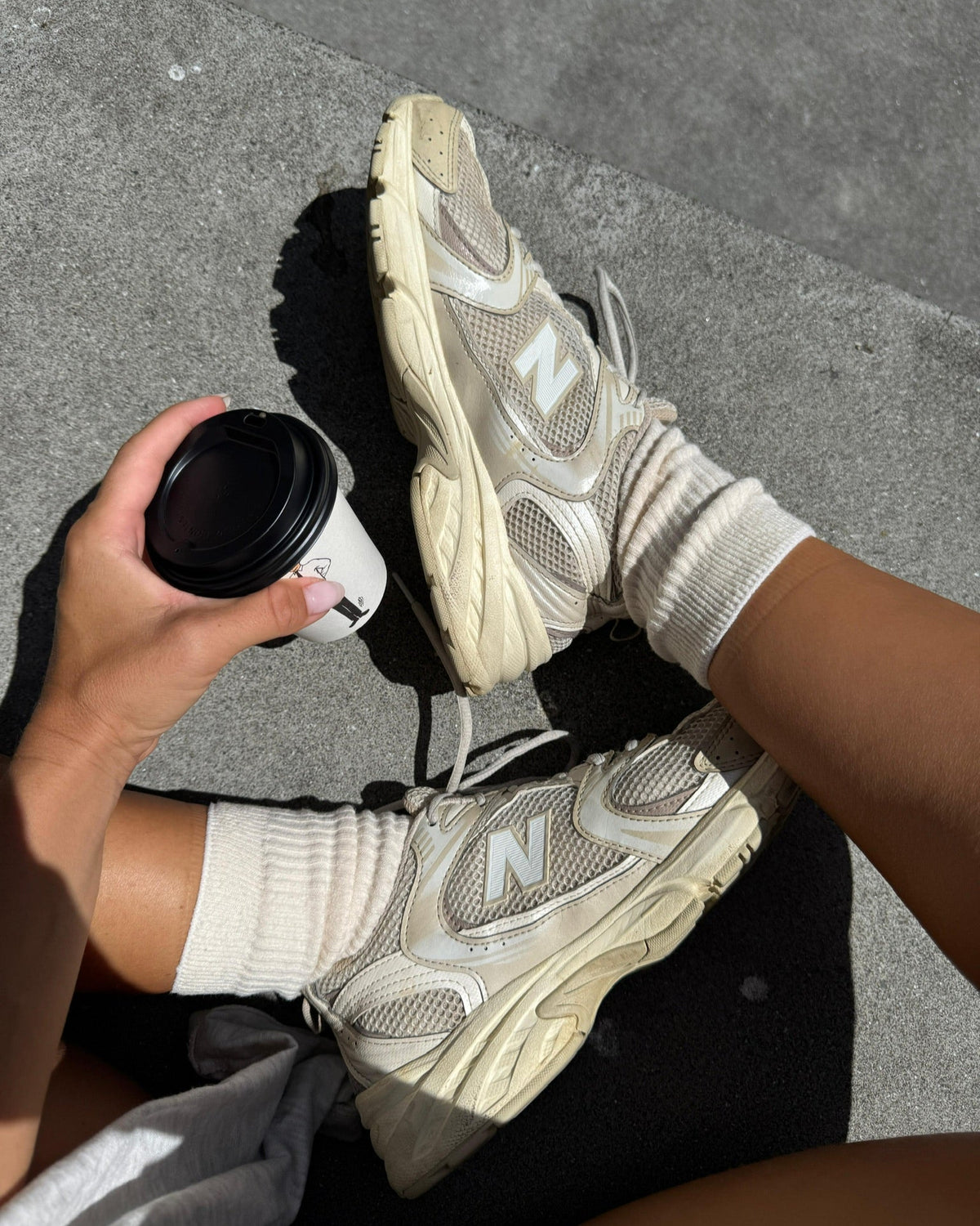 Gemma Scrunch Grip Socks In Cream