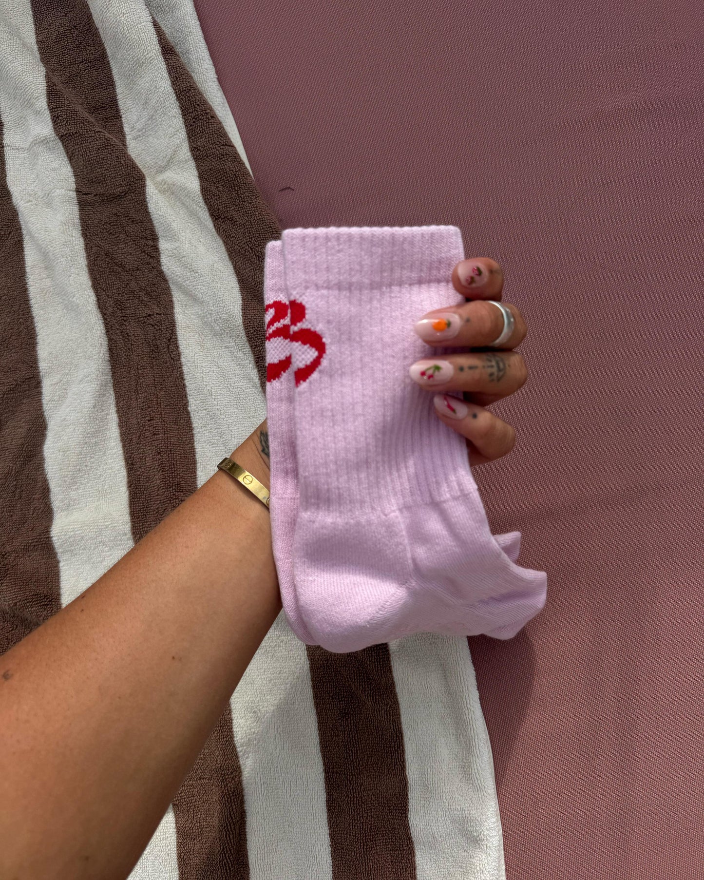 India Pink Grip Socks