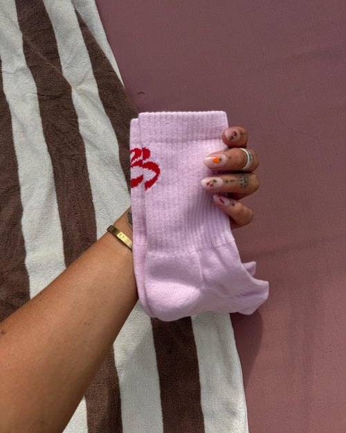 India Pink Grip Socks