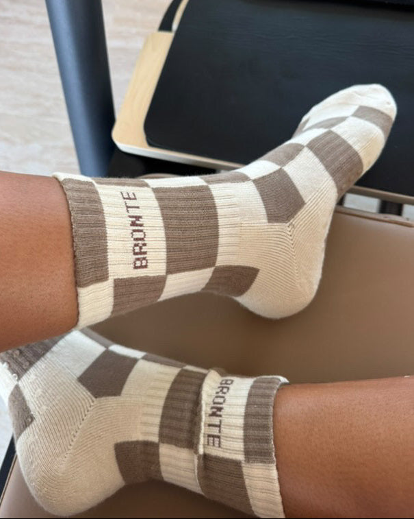 Tabby Checkered Grip Socks