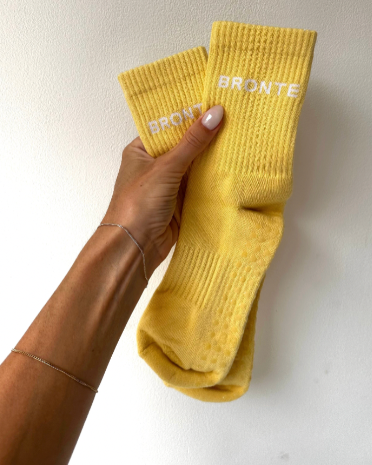 Jess Butter Yellow Grip Socks